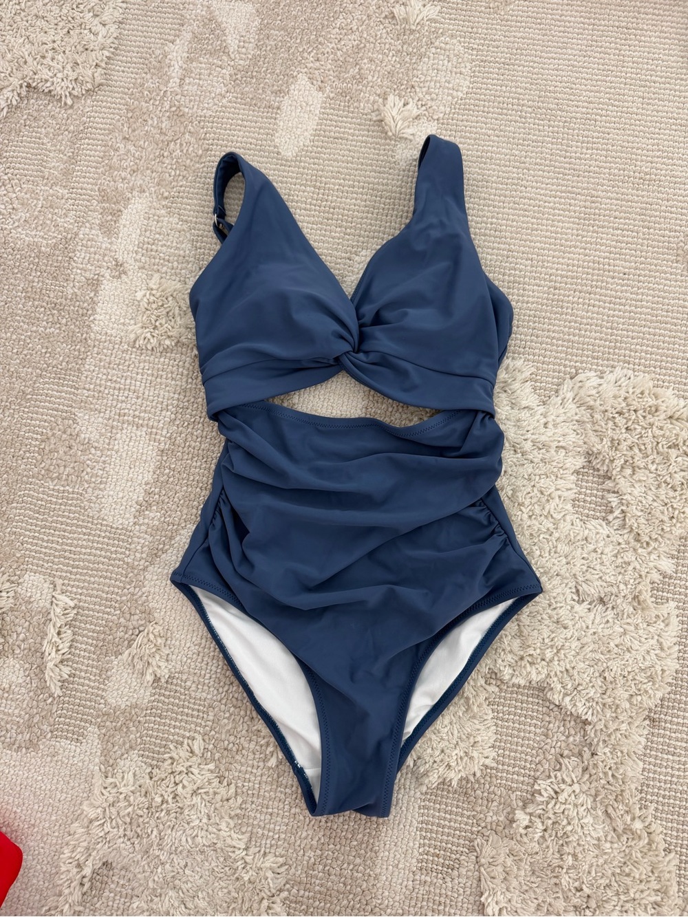 Navy One-Piece Swimsuit with Twist Front